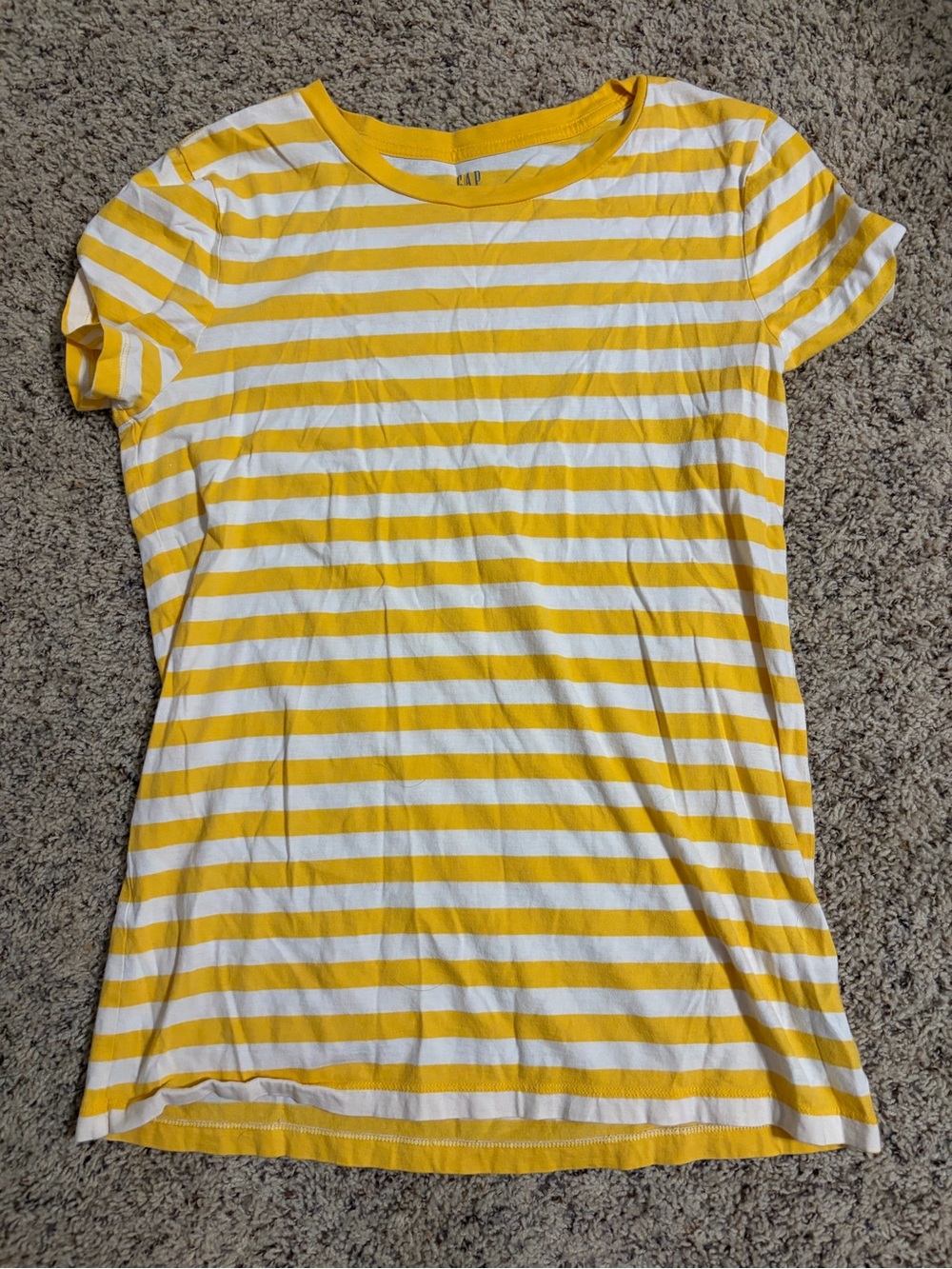 GAP Yellow and White Striped Short Sleeve Tee
